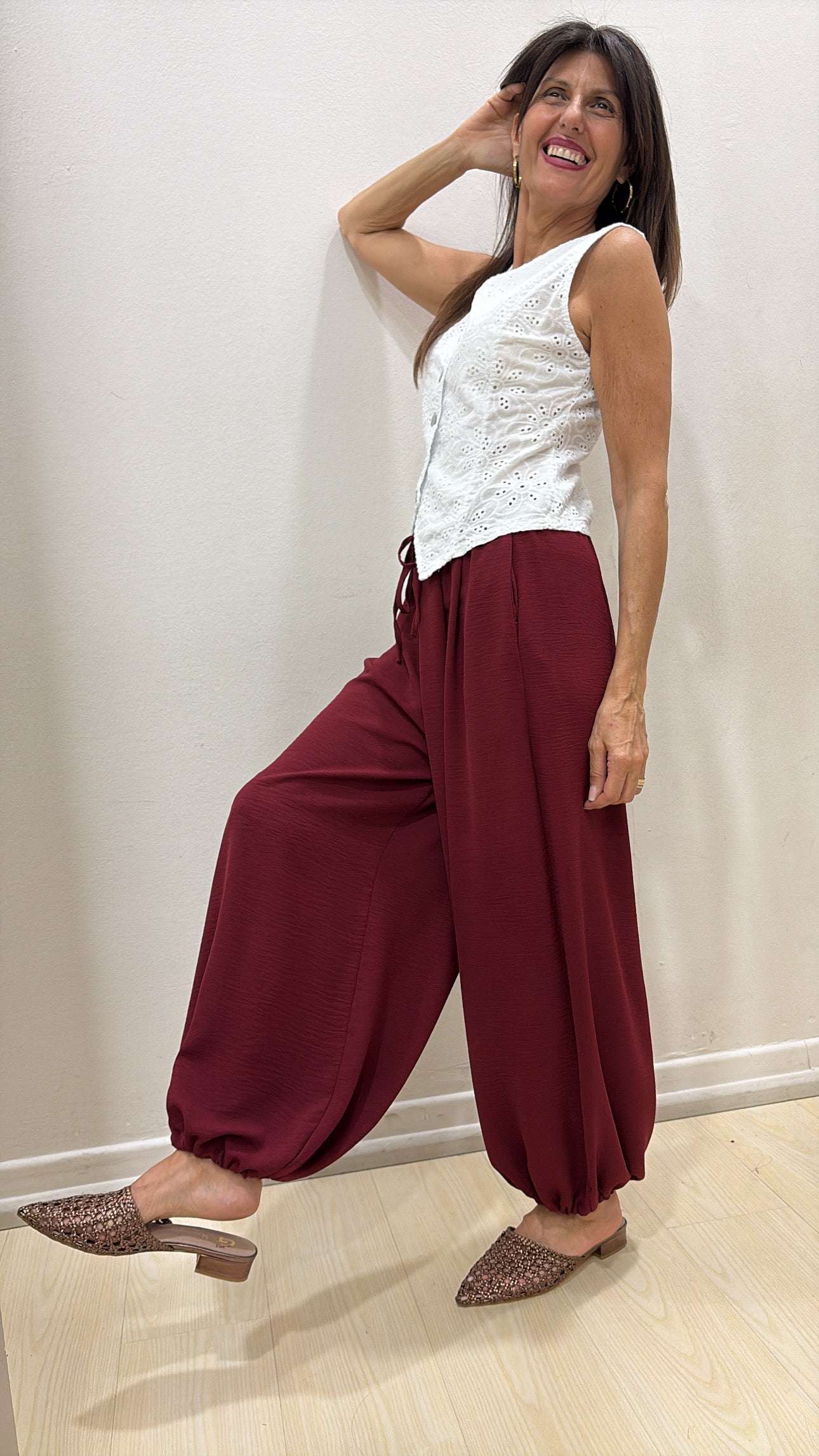 Pantalone Harem con elastico al fondo