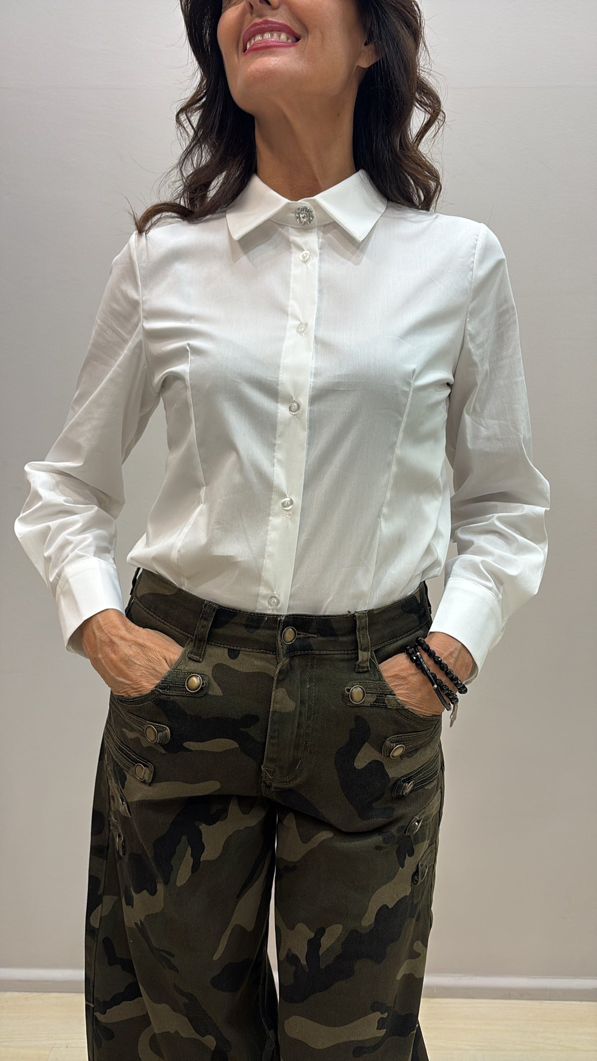 Camicia Susy Mix c/bottone gioiello E 74826