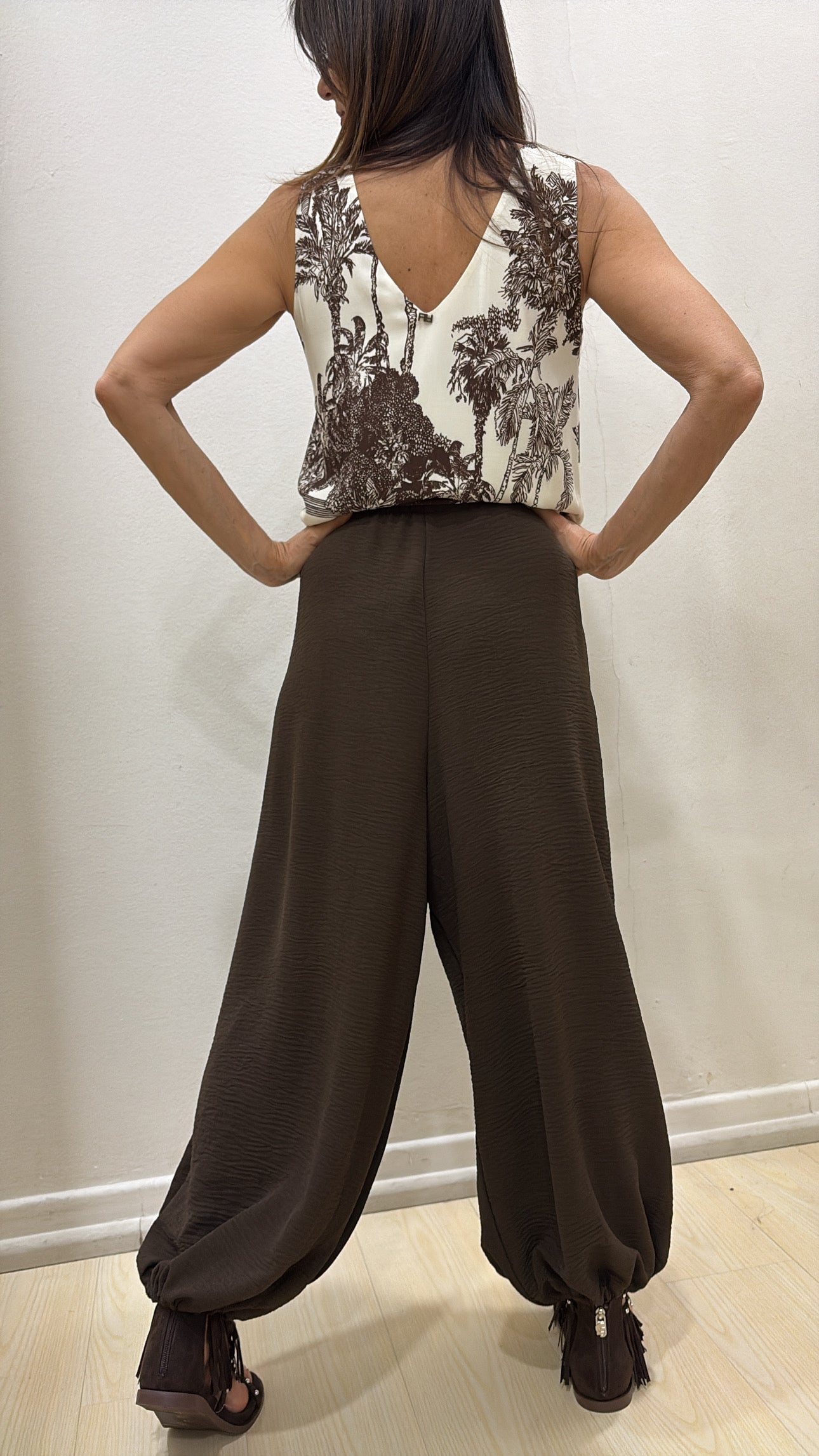 Pantalone Harem con elastico al fondo