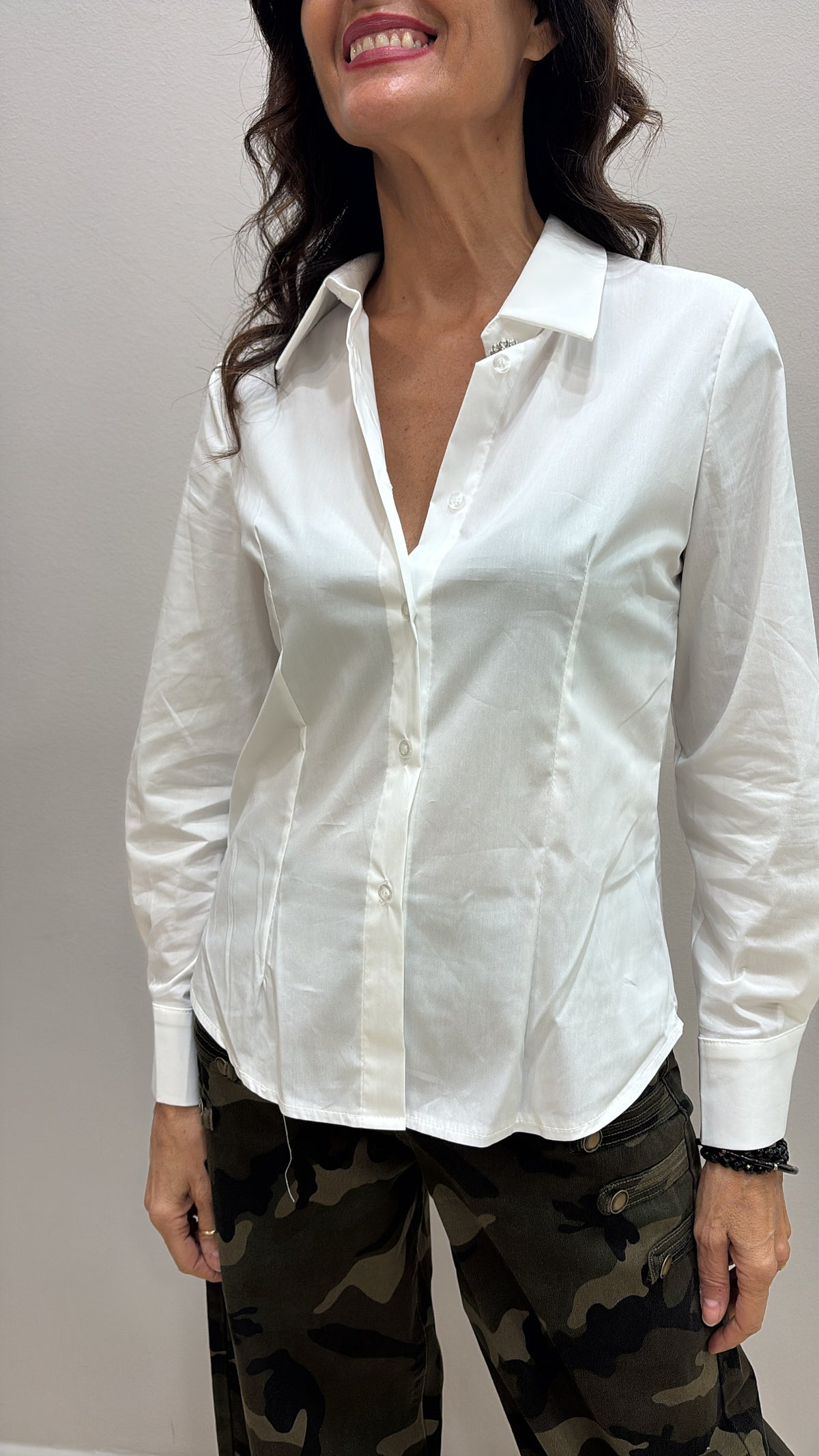 Camicia Susy Mix c/bottone gioiello E 74826