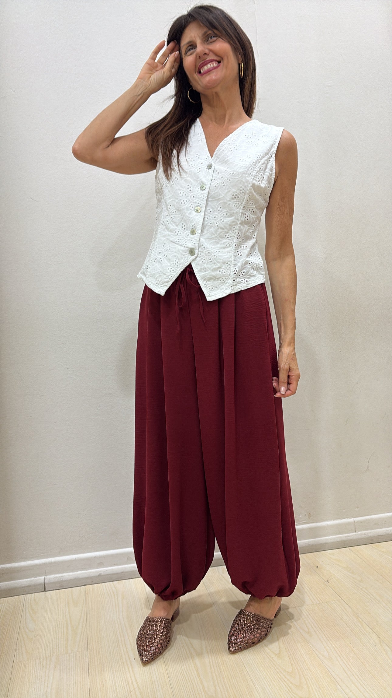 Pantalone Harem con elastico al fondo