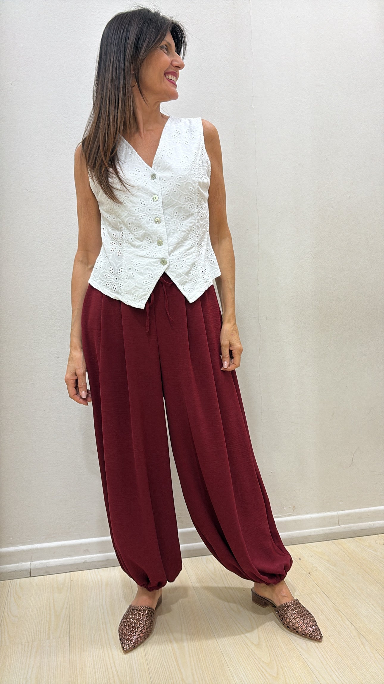 Pantalone Harem con elastico al fondo