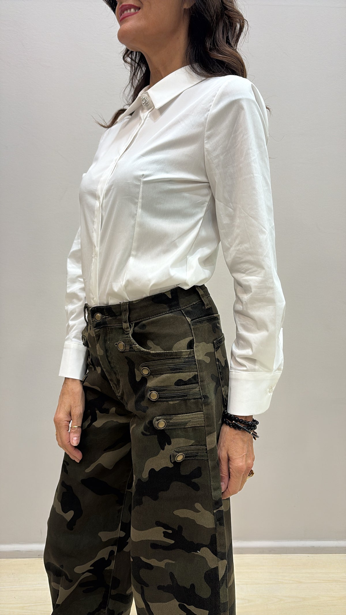 Camicia Susy Mix c/bottone gioiello E 74826
