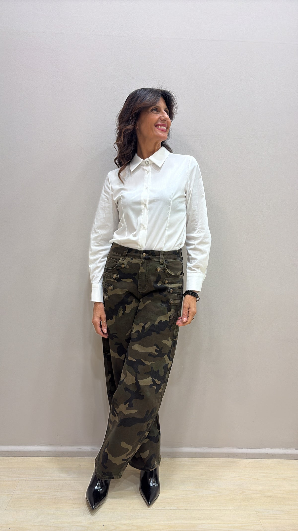 Camicia Susy Mix c/bottone gioiello E 74826