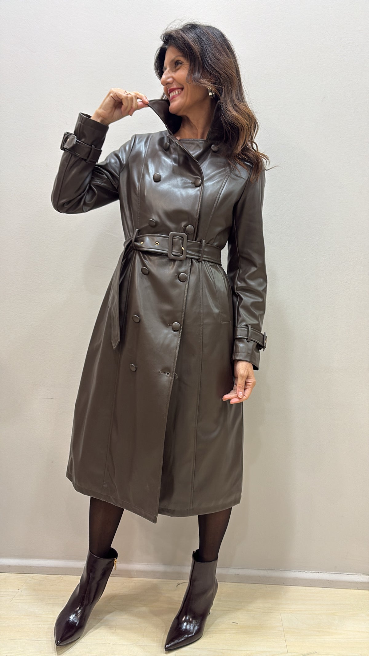 Trench ecopelle con collo in pelo Artigli  E 5749