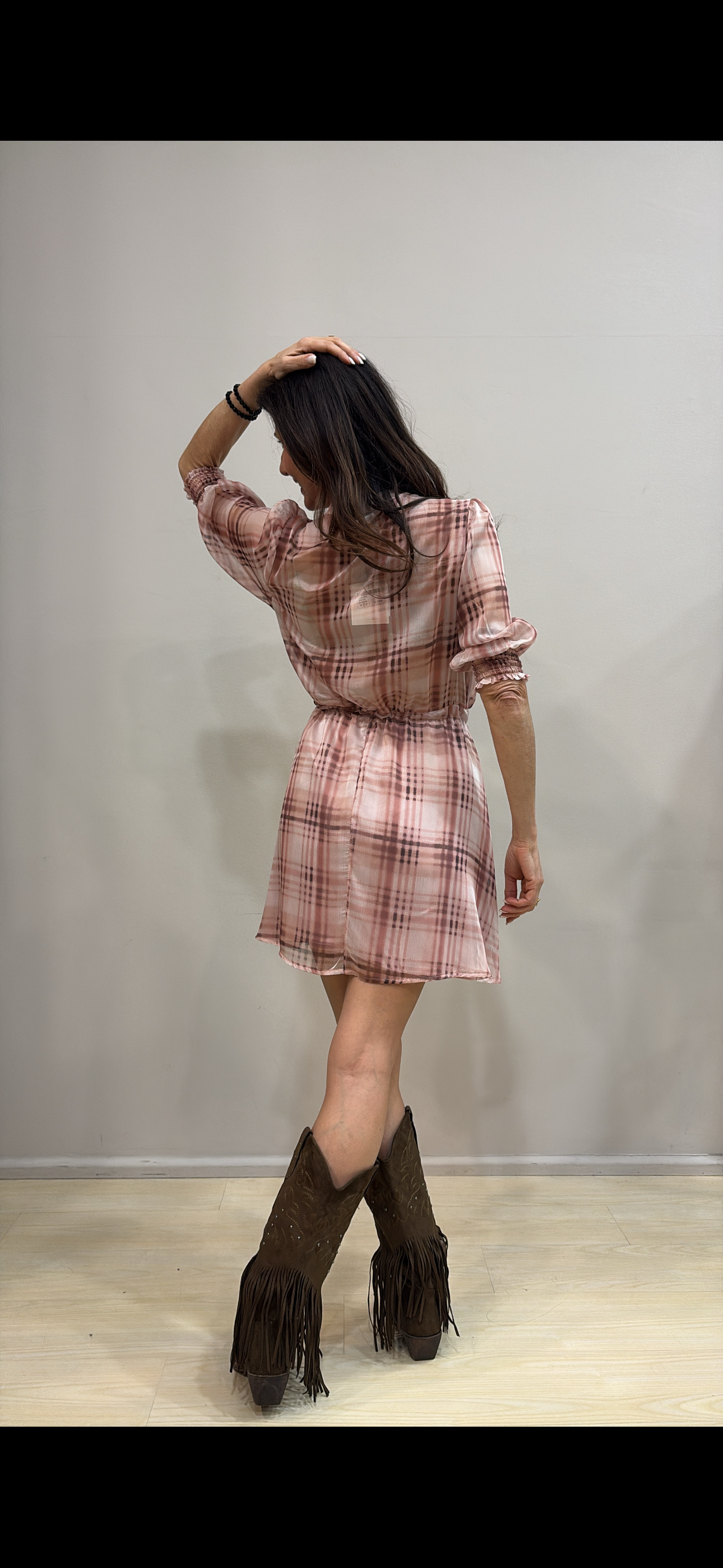 Abito check Rose