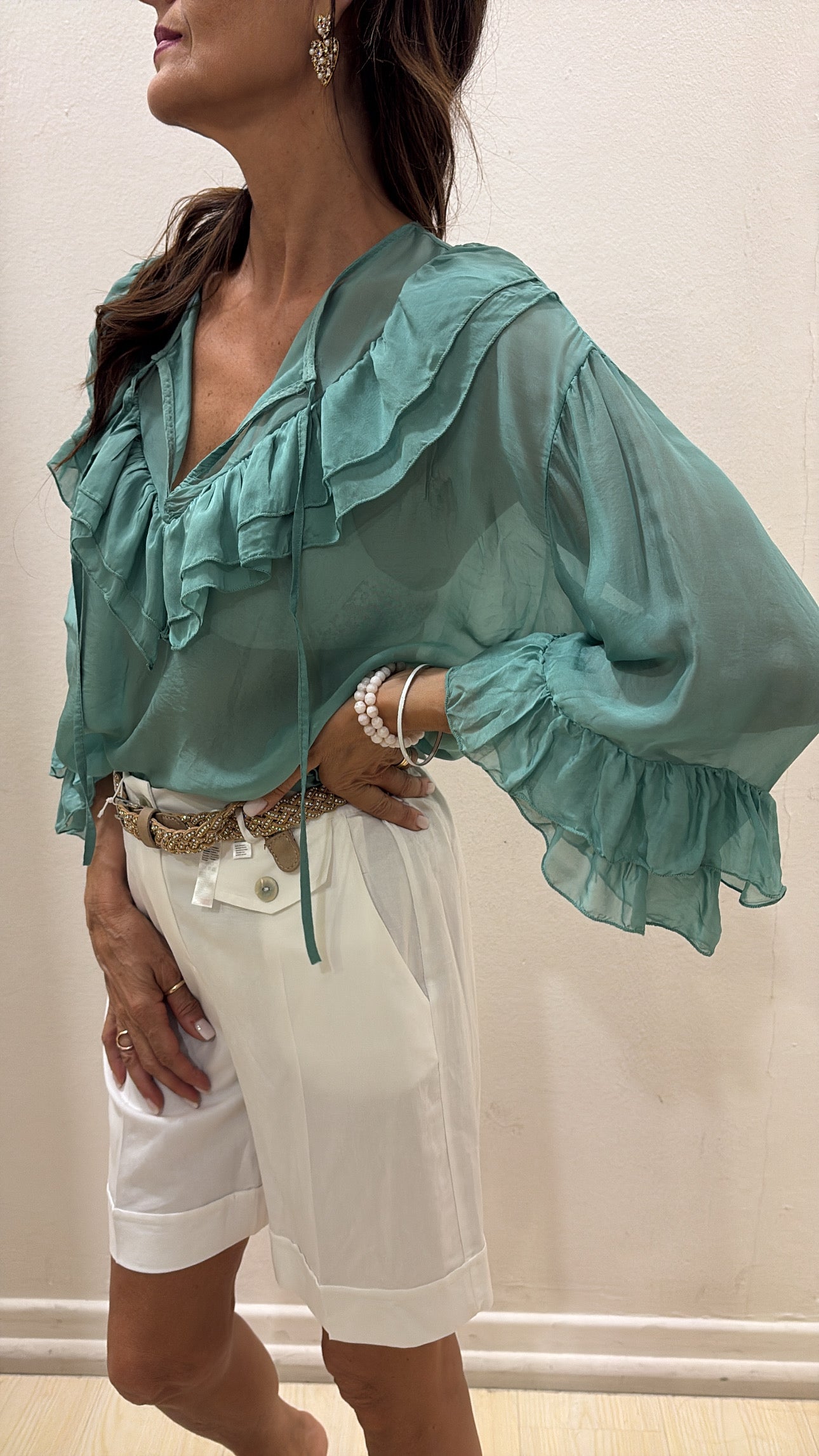 Blusa rouge misto seta