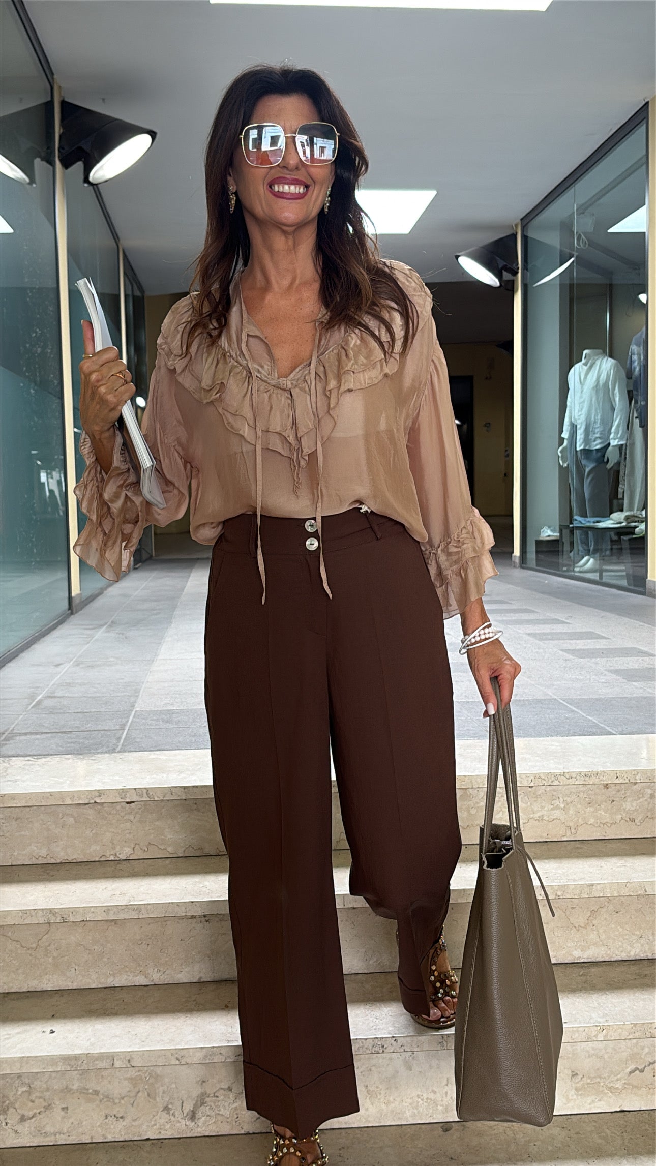 Blusa rouge misto seta