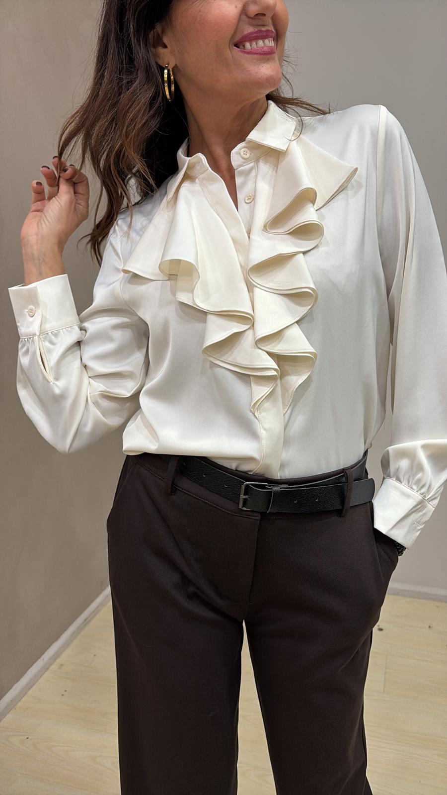 Camicia INFLUENCER Raso – Rouches Romantiche e Dettagli Couture