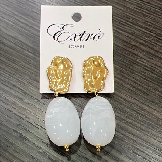 Orecchino oro con pietra bianca