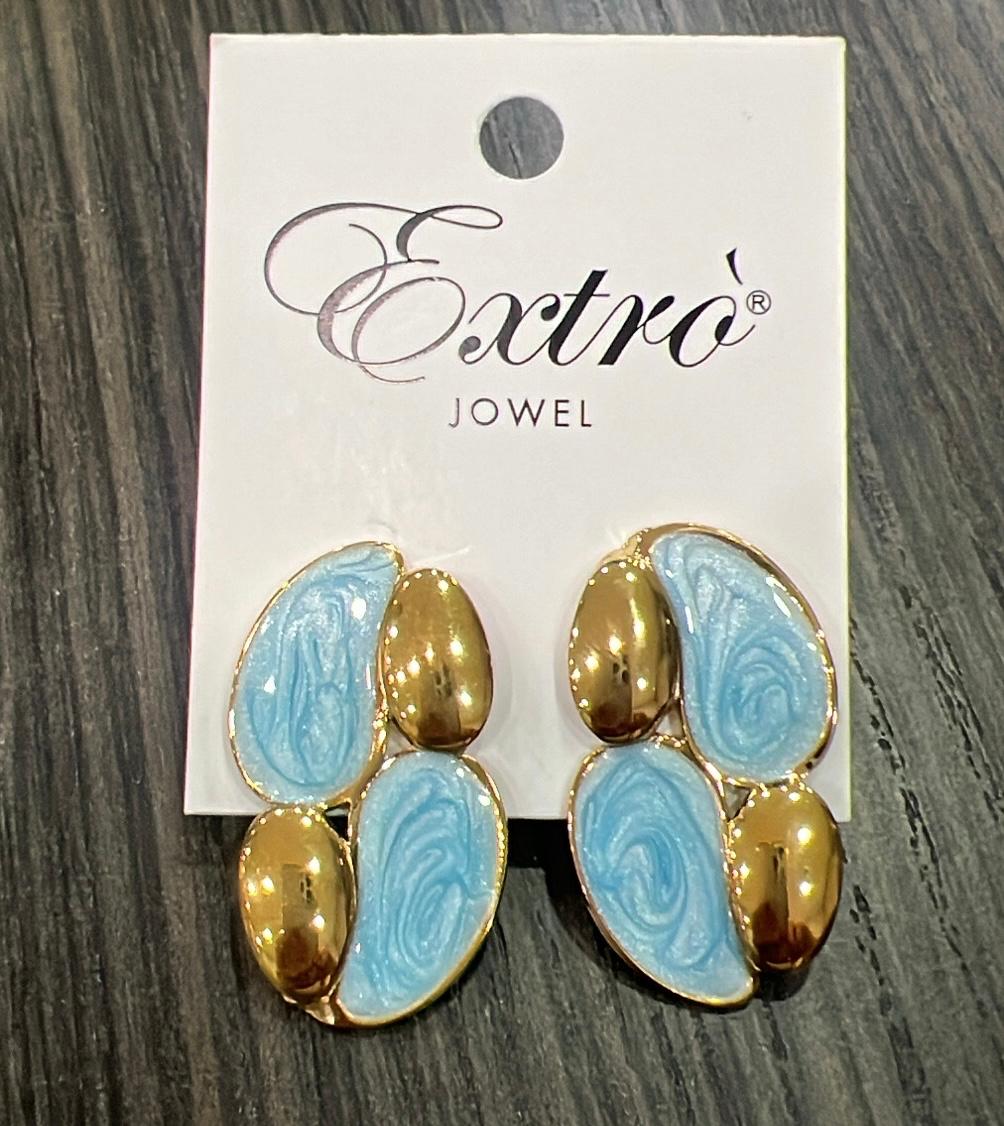 Orecchino a forma di gocce oro e azzurro