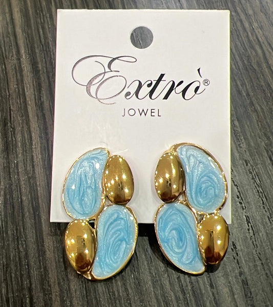 Orecchino a forma di gocce oro e azzurro