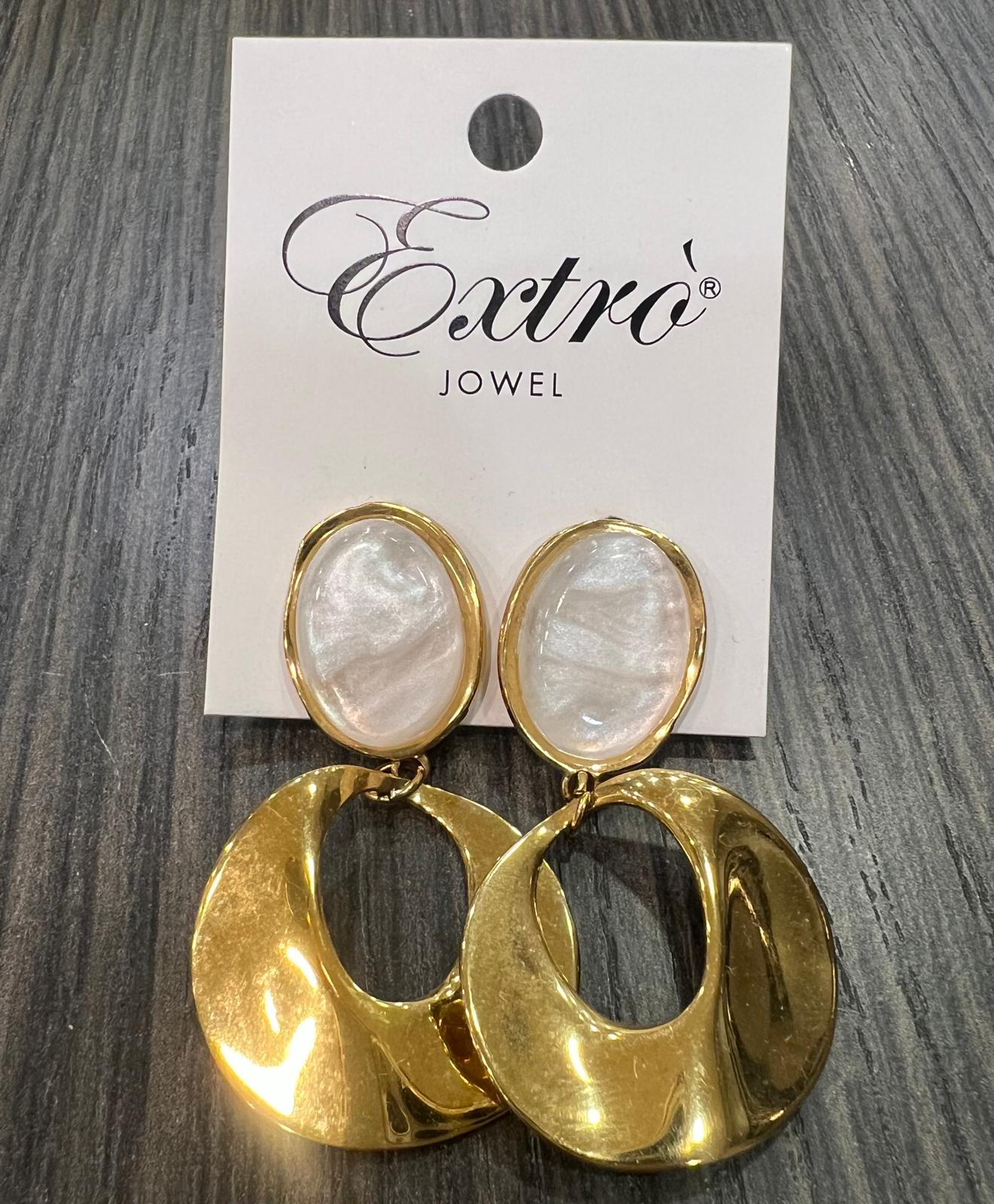 Orecchino Extro’ Jowel  pendente con cabochon bianco